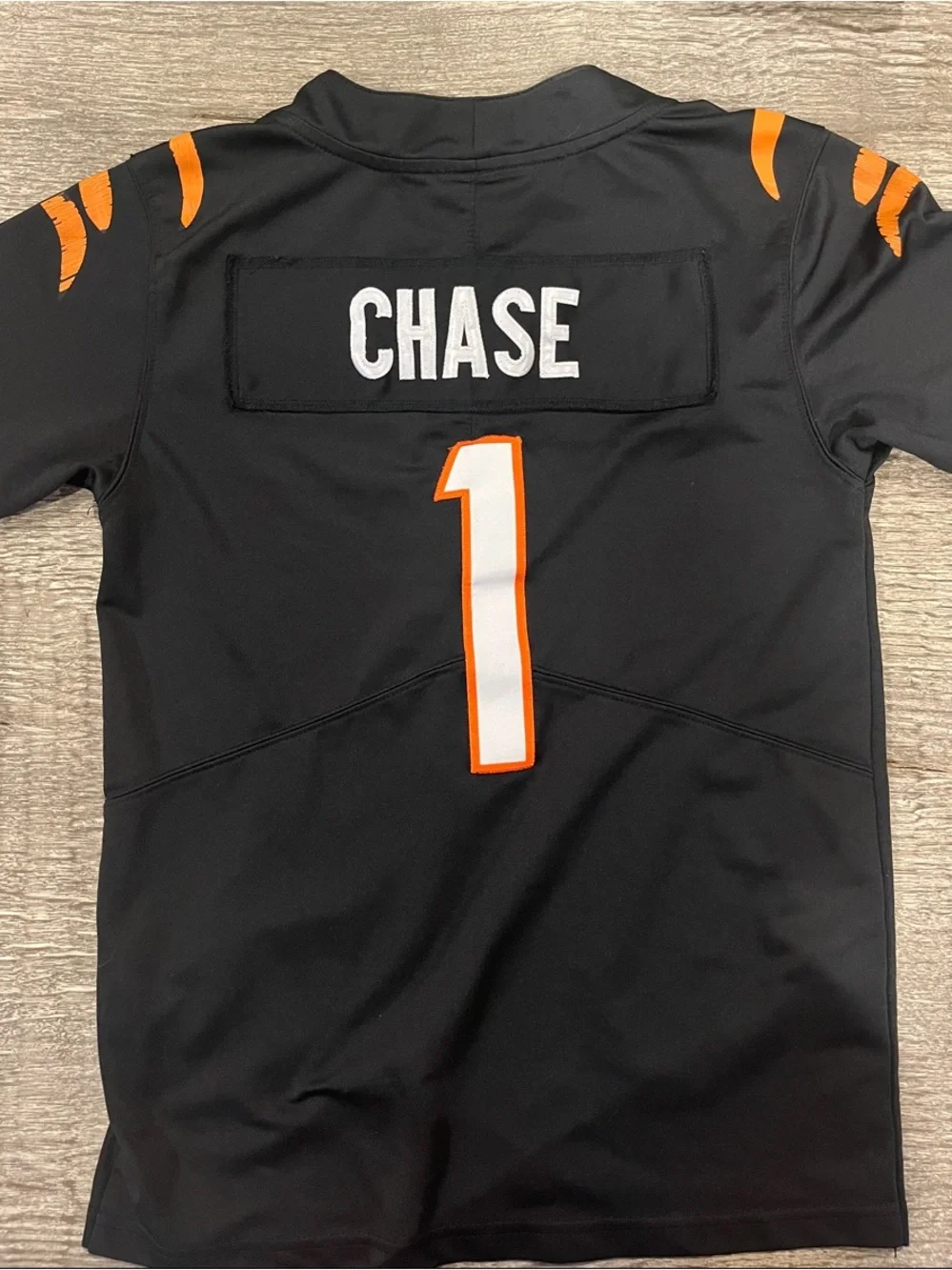 Kids Short Sleeve Football Jersey - Black with Orange Trim